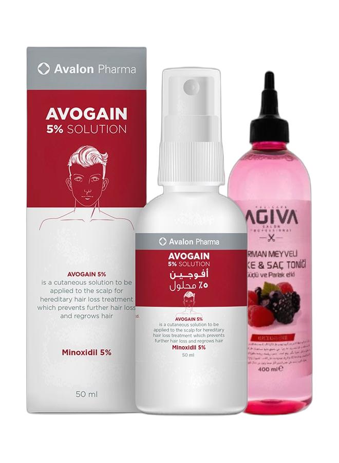 Avalon Pharma Avogain 5% Spray Solution For Men Clear 50ml & Orman Meyveli Sirke & Sac Tonici 400 Ml Bundle - Image 1